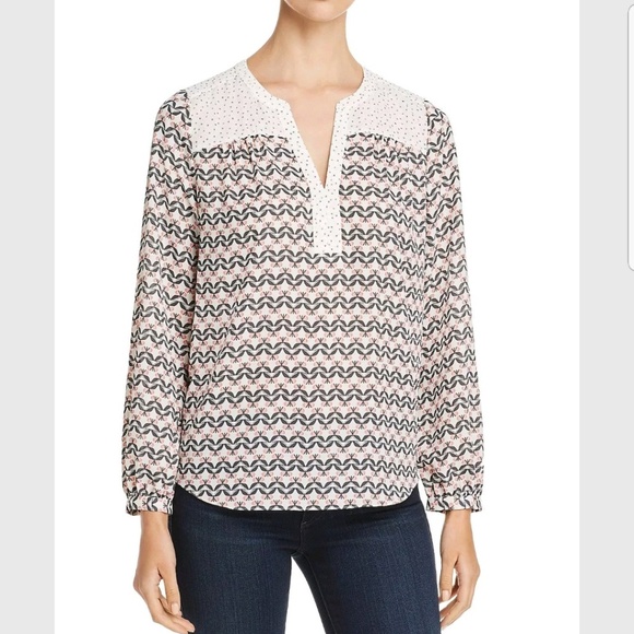 NYDJ Peasant shirt blouse size small NWT top print - Picture 1 of 2